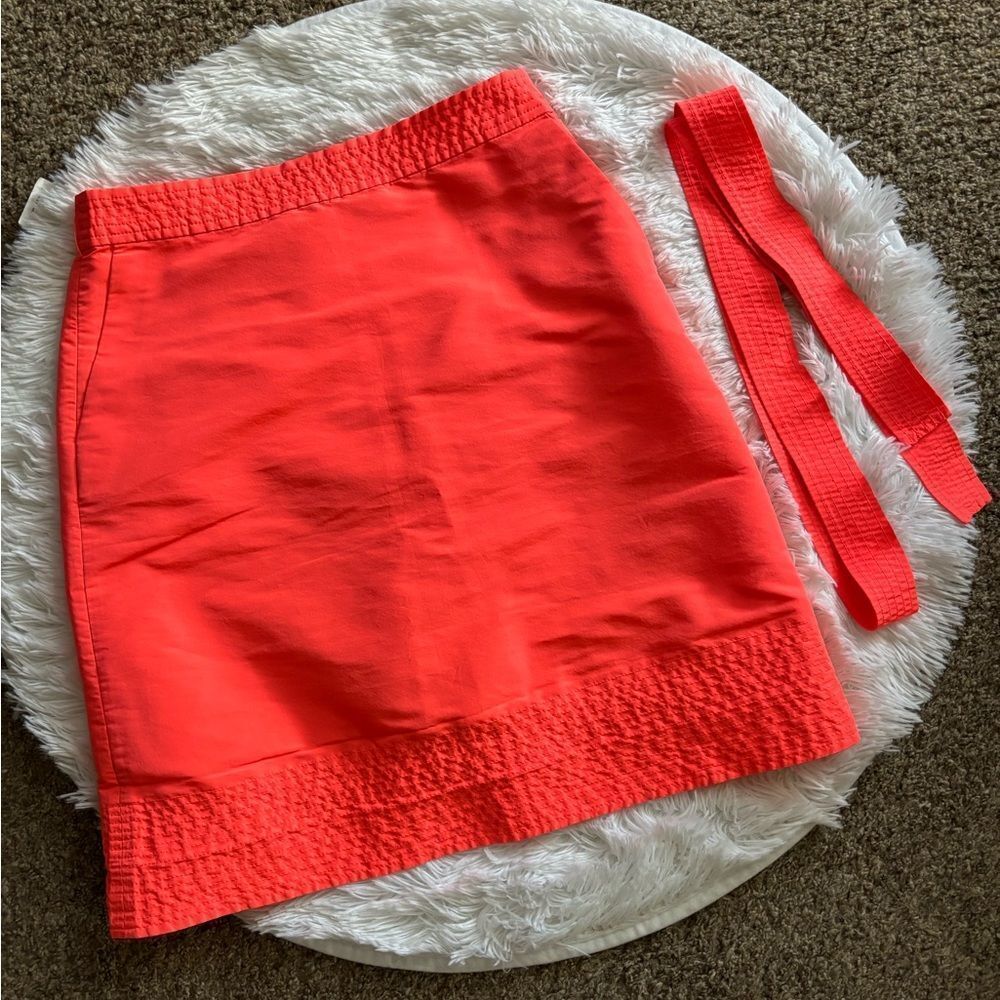 J. Crew Skirt Belted Lined Coral Womens Size‎ 4
